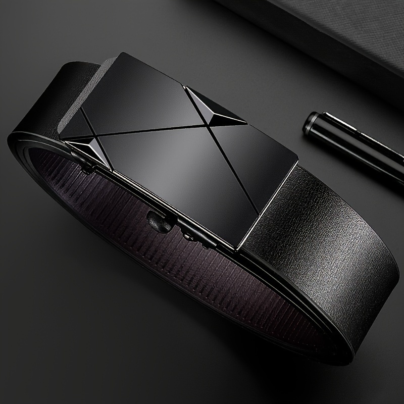 Unisex Adjustable Automatic Buckle Faux Leather Belt Fashionable Rock Punk Style